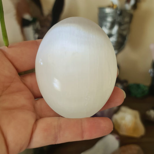 Selenite Palm Stone