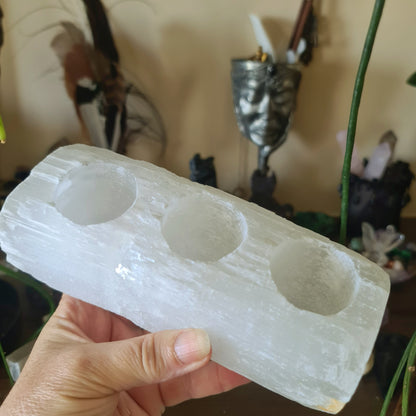 Selenite Tealight Log