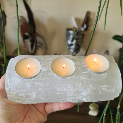 Selenite Tealight Log