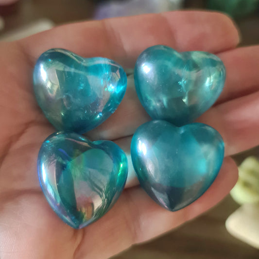 Aqua Aura Quartz Heart