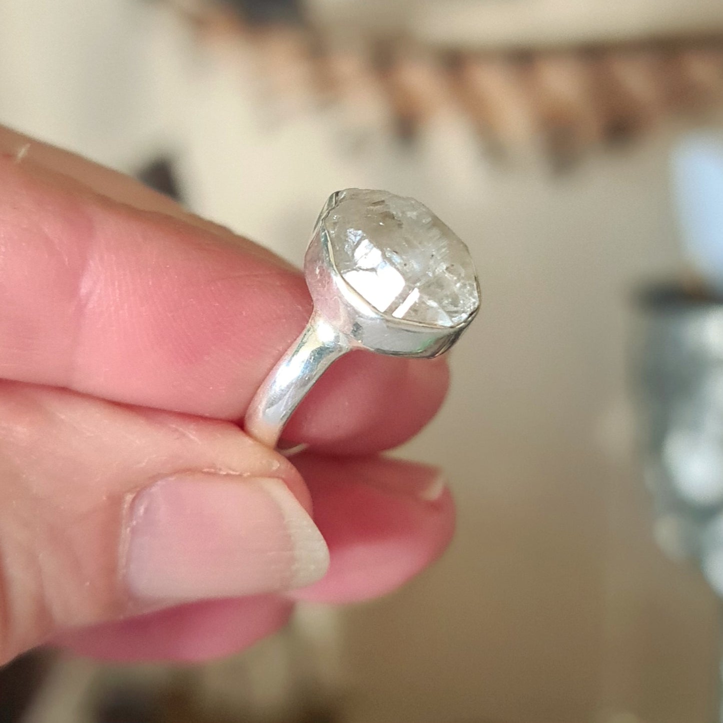 Herkimer Diamond Ring Size 6