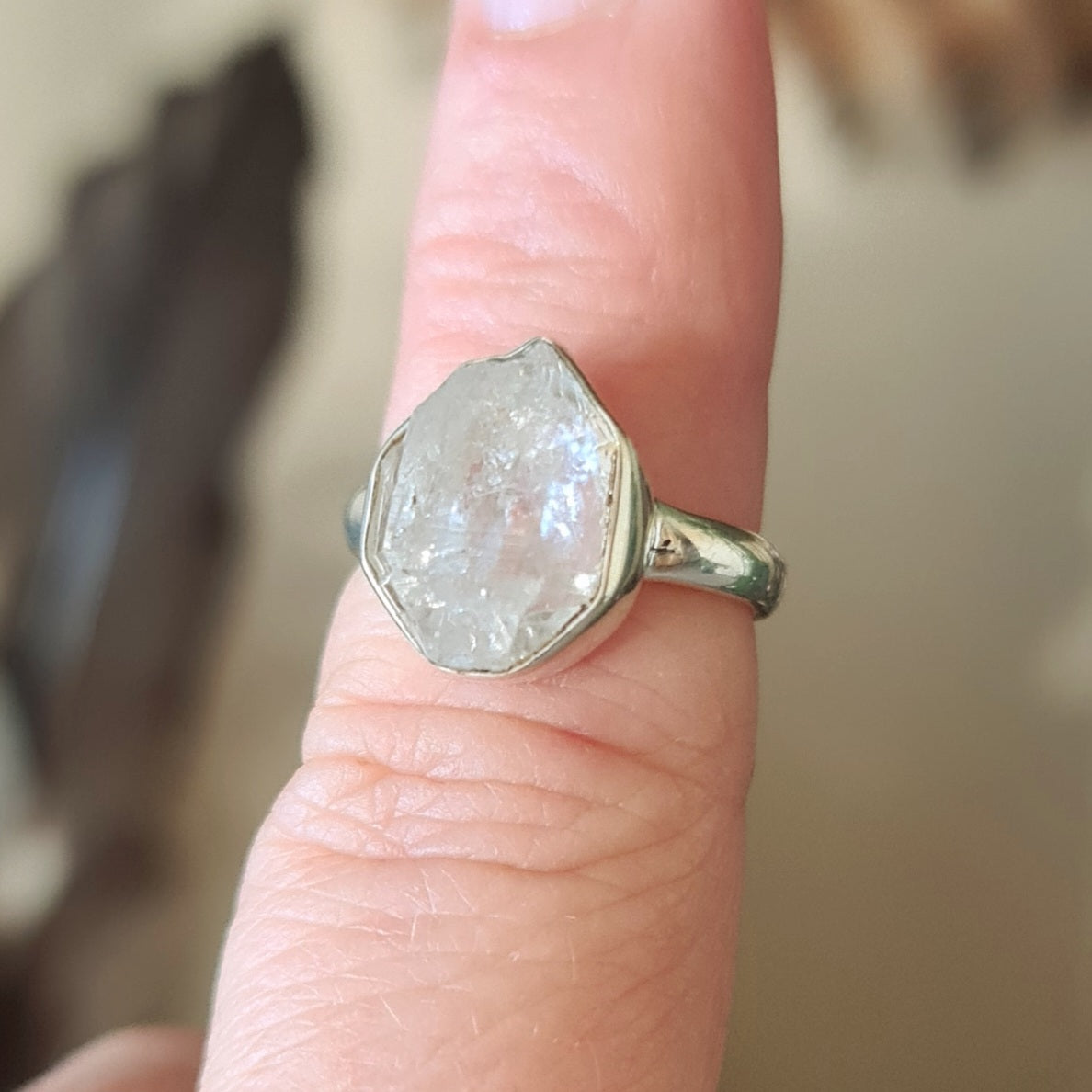 Herkimer Diamond Ring Size 6