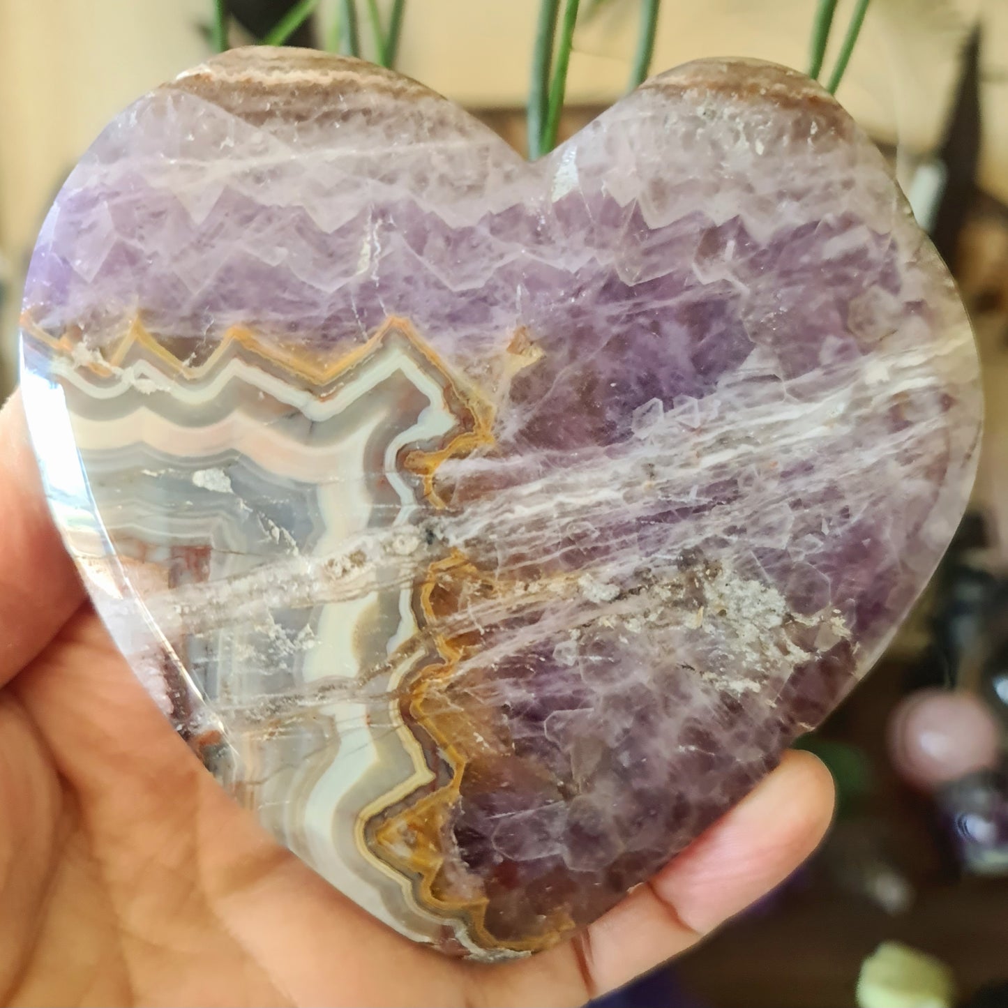 Amethyst Agate Slab Heart (A) - 266Gm