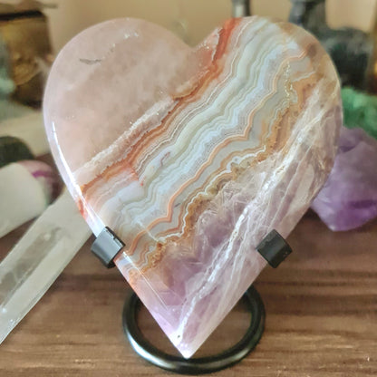 Amethyst Agate Slab Heart (B) - 309Gm