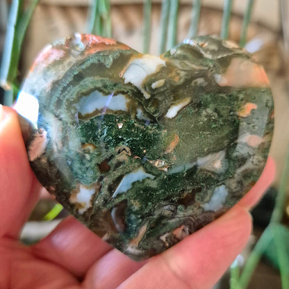 Moss Agate Heart - Medium