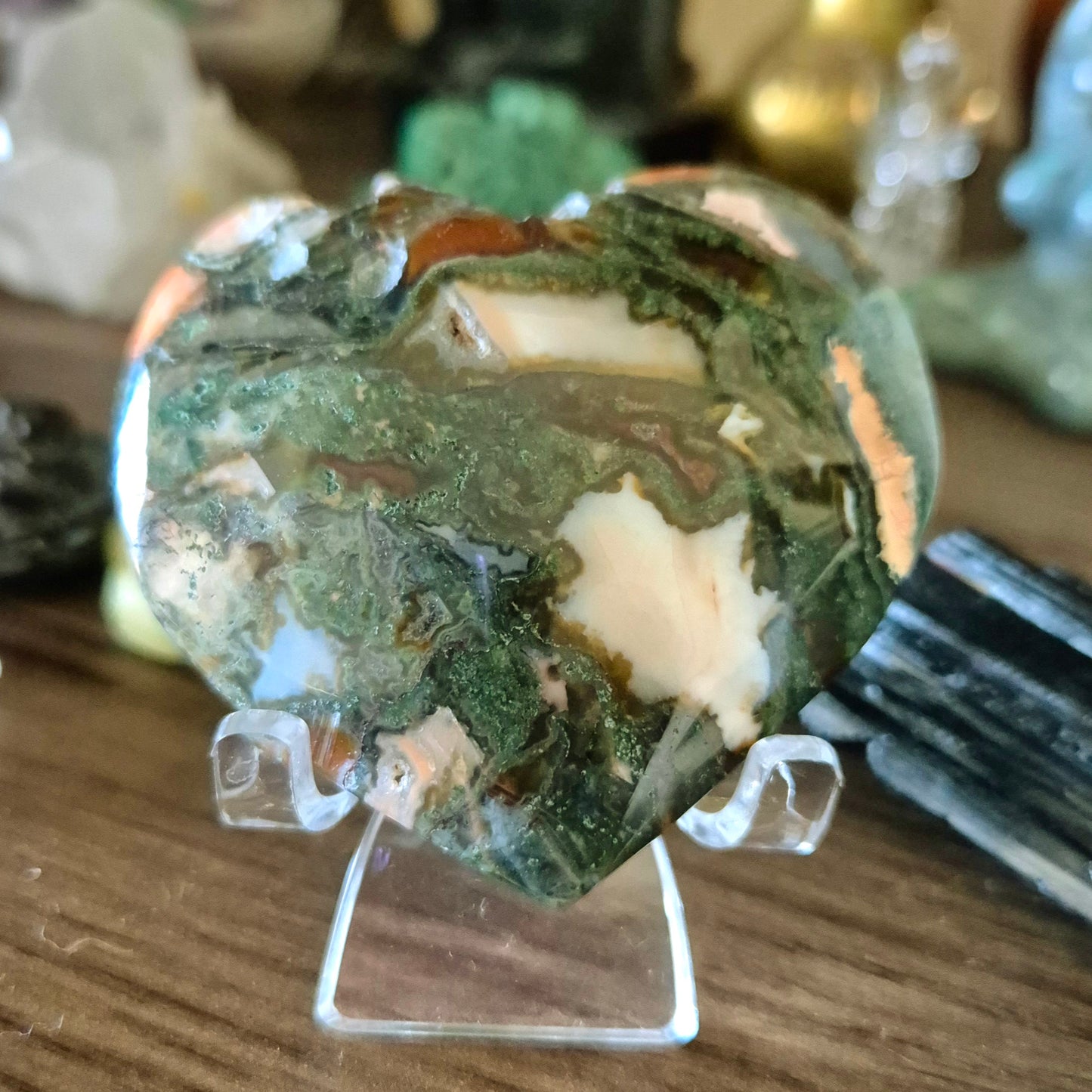 Moss Agate Heart - Medium