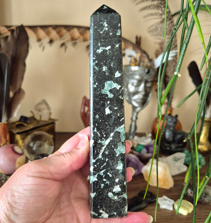 Green Blossom Jasper Obelisk