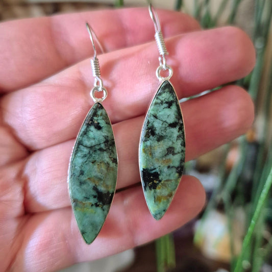 African Turquoise Diamond Earrings