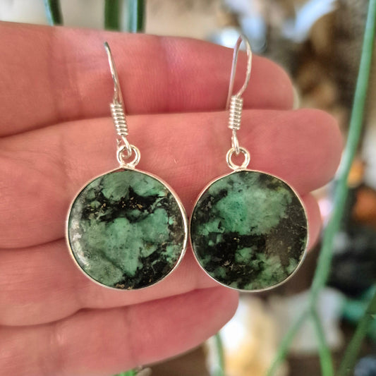 African Turquoise Round Earrings