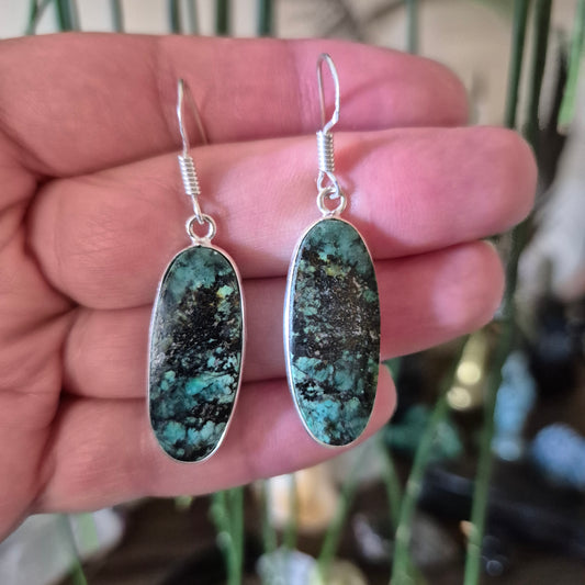 African Turquoise Oval Earrings