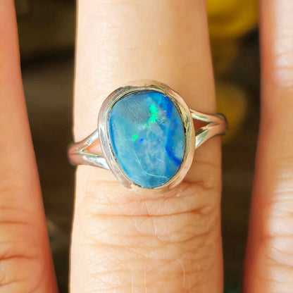 Blue Opal Ring Size 9