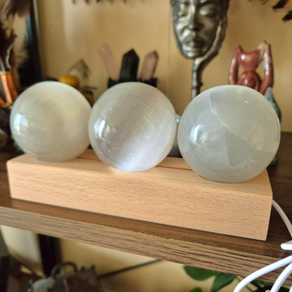 Selenite Sphere Trio Lamp