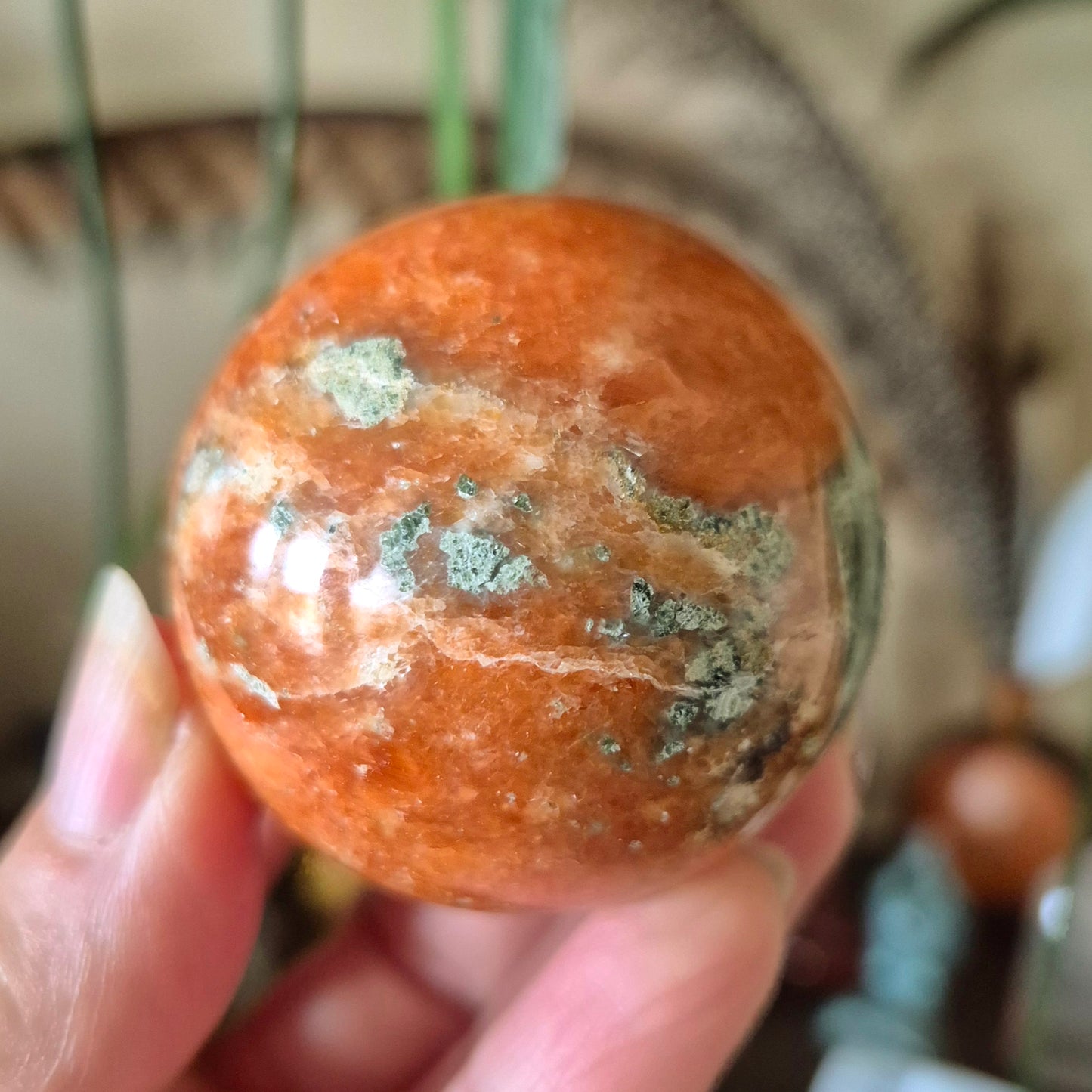 Sunstone Blue Apatite Sphere