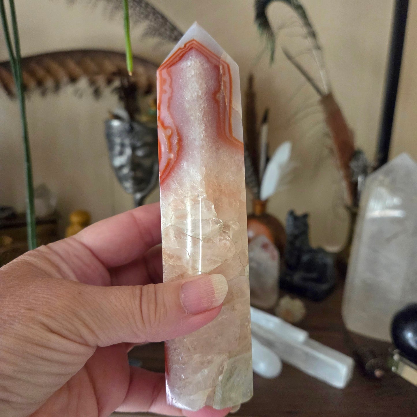 Carnelian Quartz Obelisk