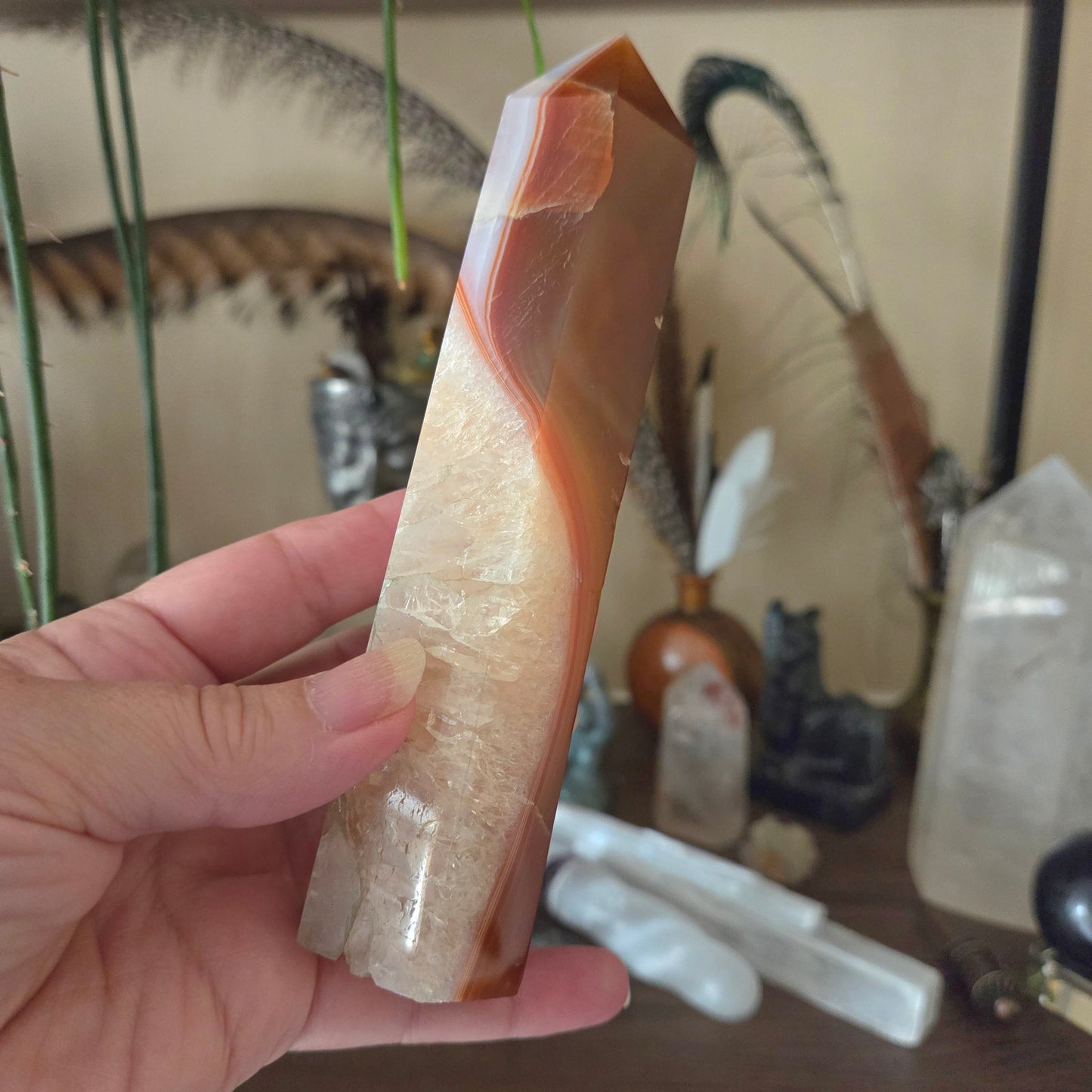 Carnelian Quartz Obelisk