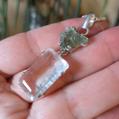 Moldavite & Lemurian Pendant