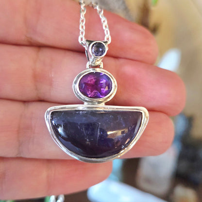 Iolite, Pink Sapphire & Tanzanite Pendant