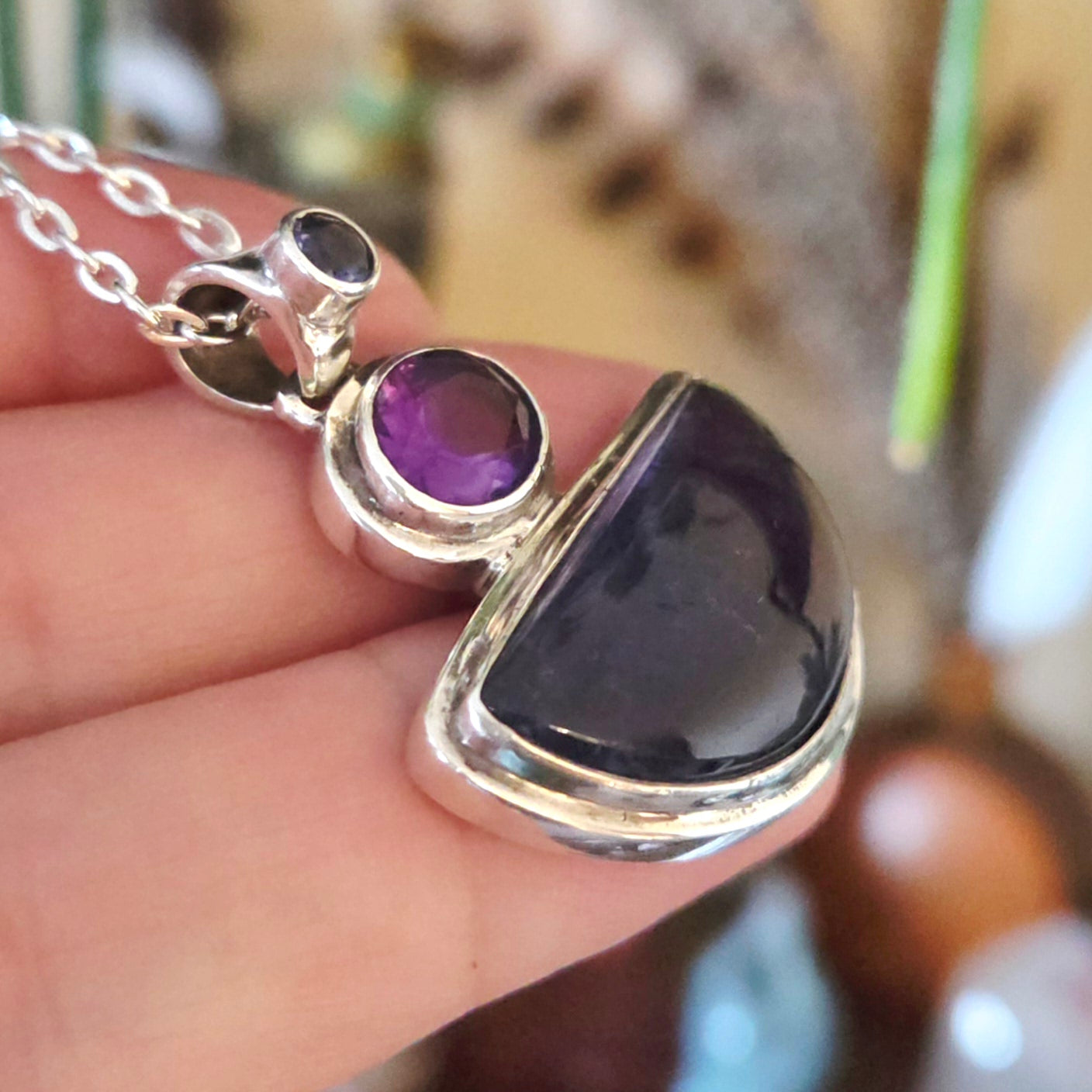 Iolite, Pink Sapphire & Tanzanite Pendant