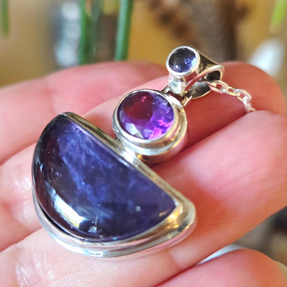 Iolite, Pink Sapphire & Tanzanite Pendant