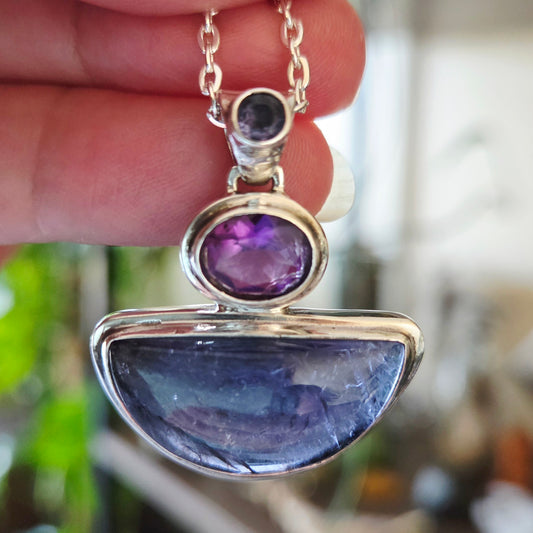 Iolite, Pink Sapphire & Tanzanite Pendant