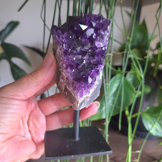 Amethyst Cluster On Metal Stand