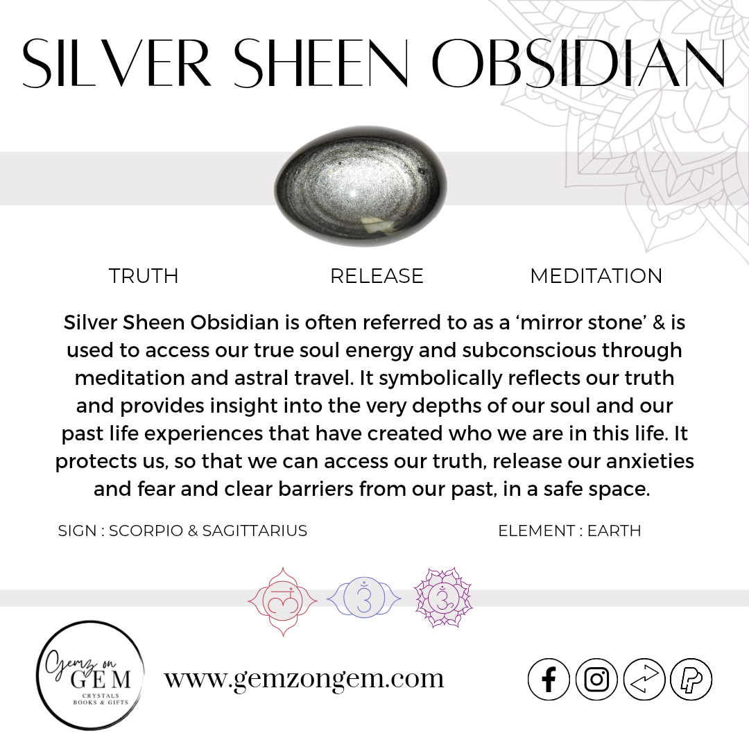 Silver Sheen Obsidian Palm Stone