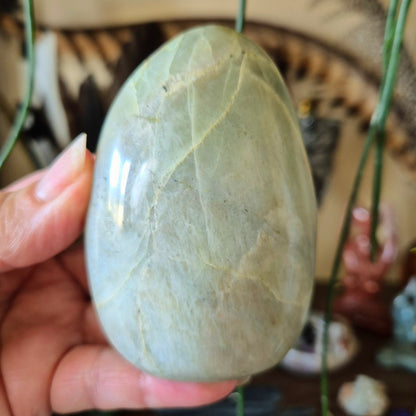 Pale green moonstone freeform