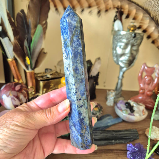 speckled blue crystal tower