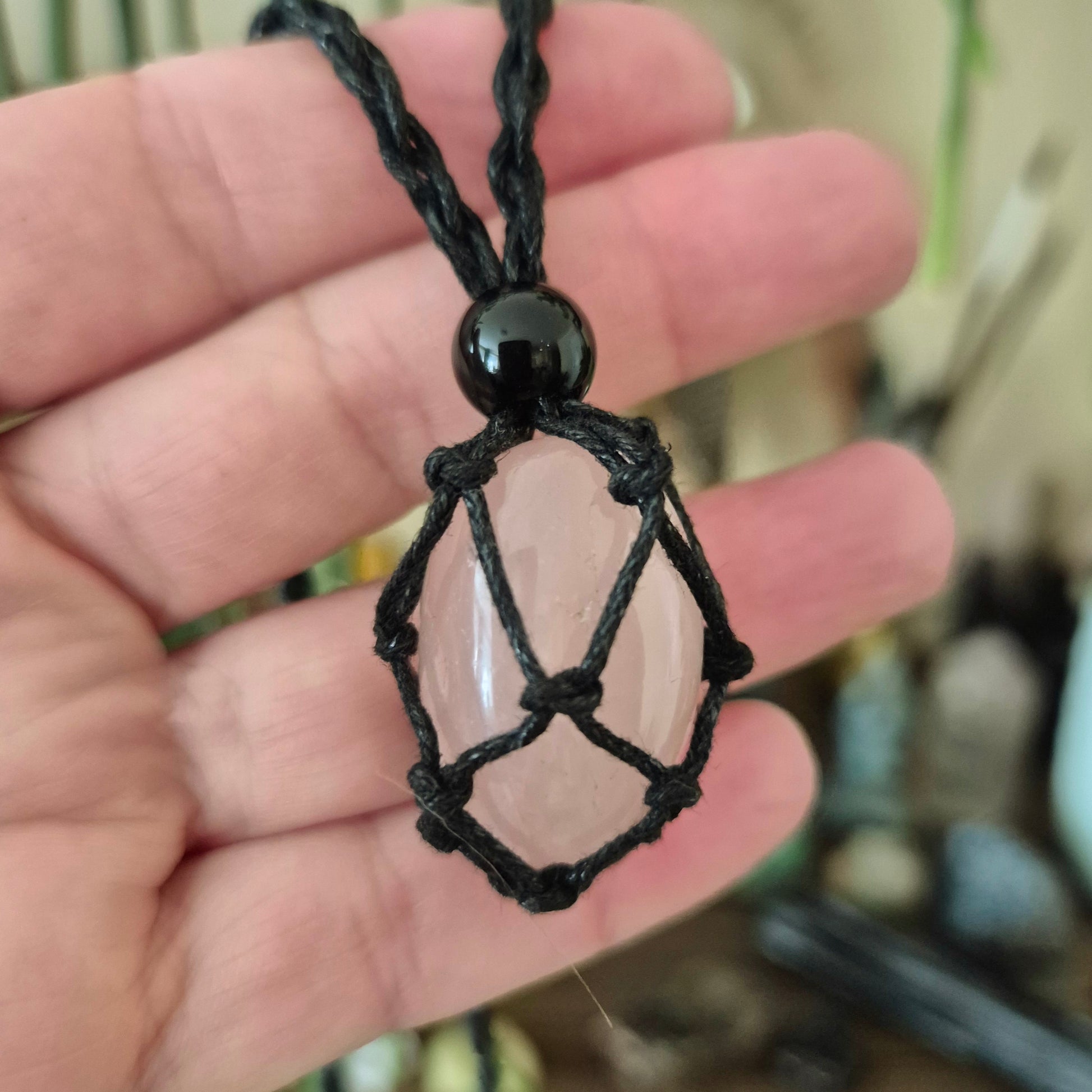 crystal in a macrame hanger