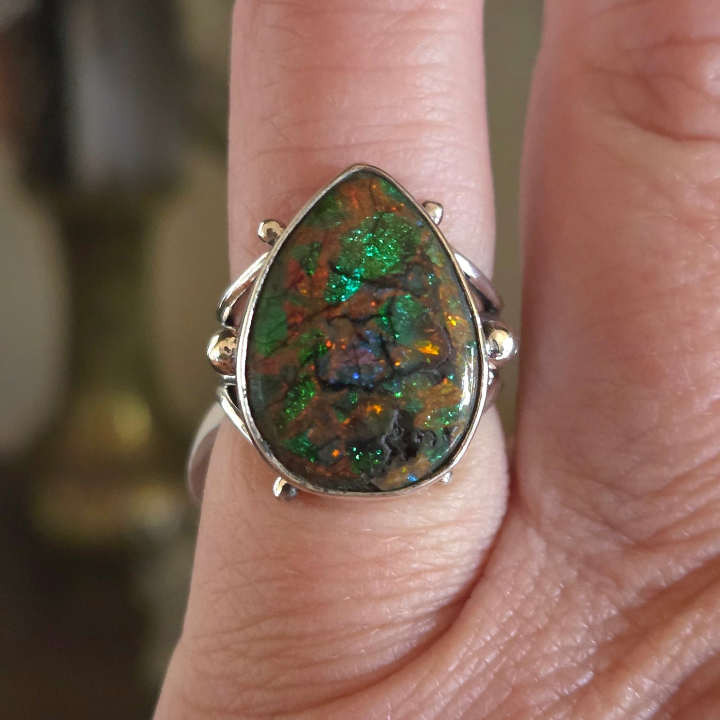 Multi color stone set in silver