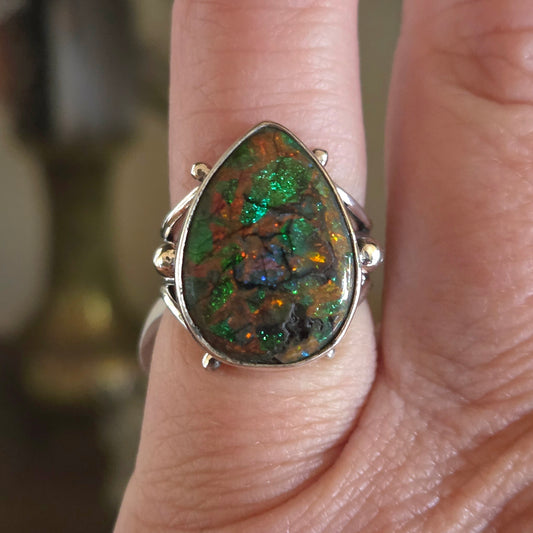 Multi color stone set in silver