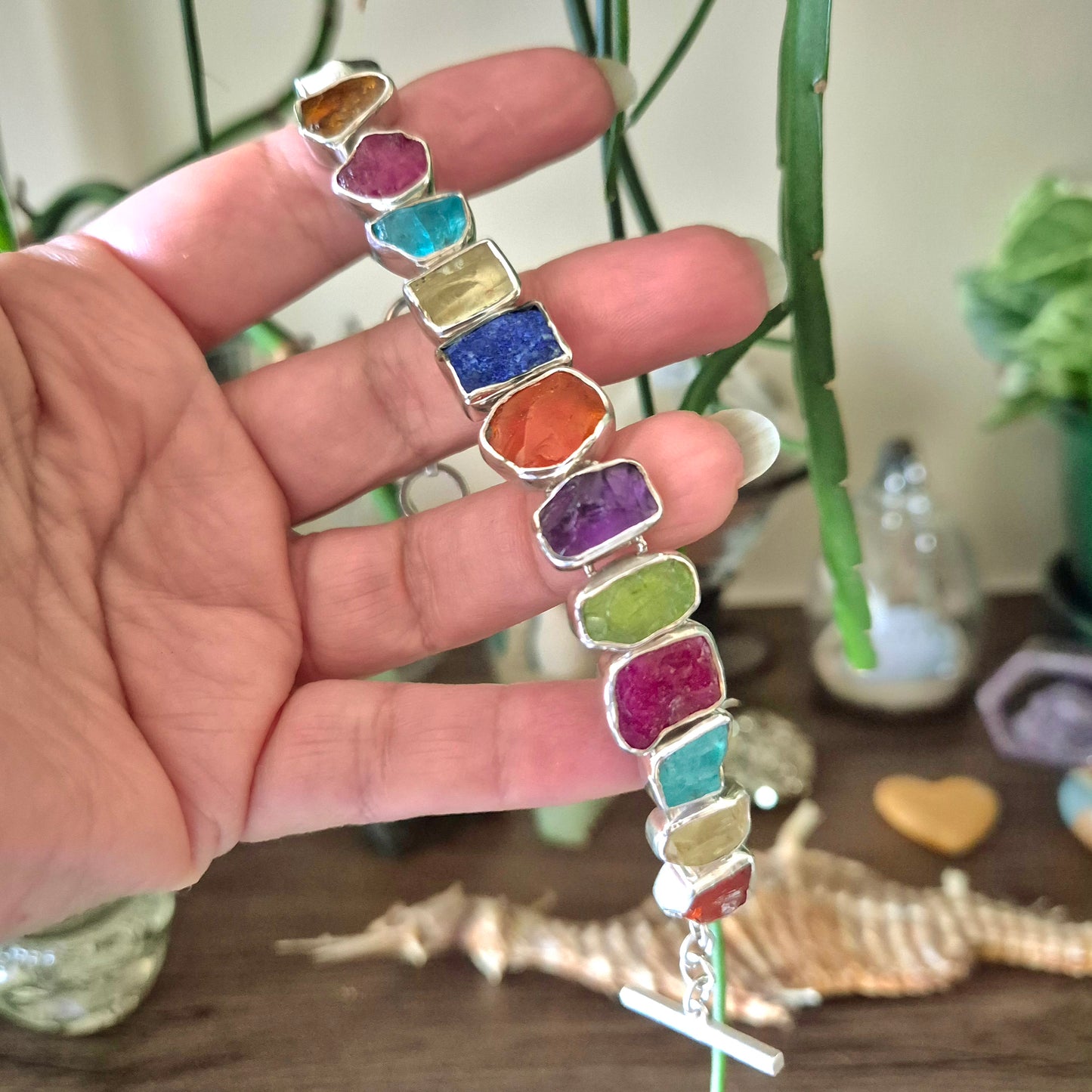 multi crystal bracelet in sterling silver