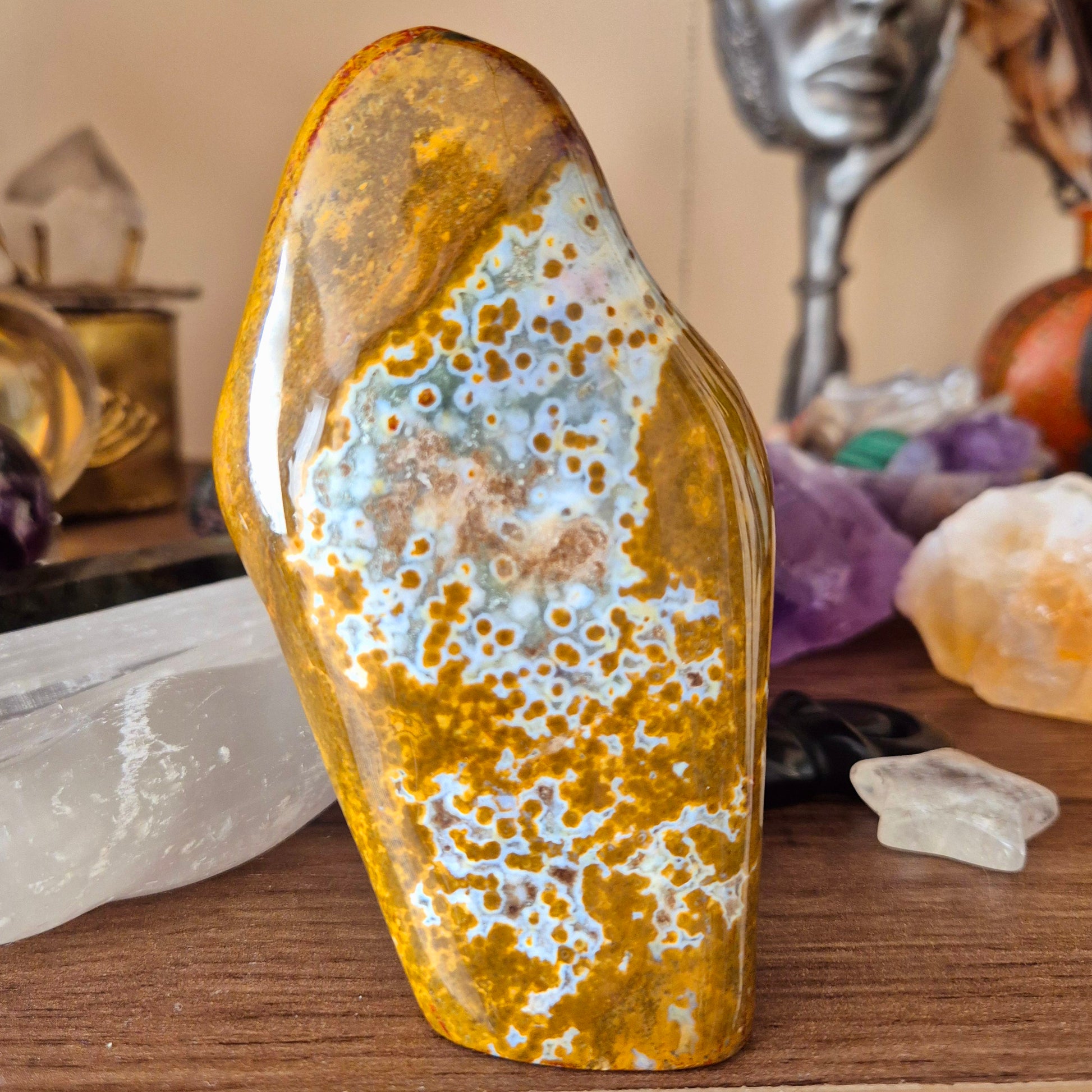 mustard and white ocean jasper freeform
