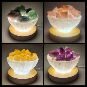 SELENITE & AMETHYST BOWL LAMP