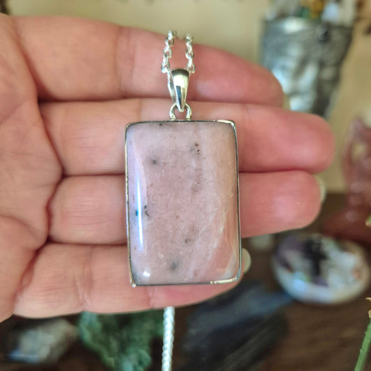 Pink Opal set in sterling silver in a pendant
