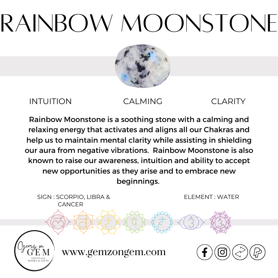 Rainbow Moonstone Ring Size 8