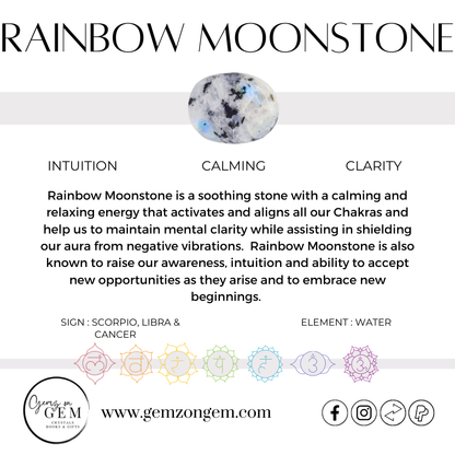 Rainbow Moonstone Ring Size 8