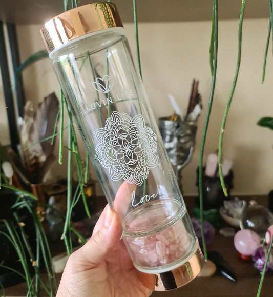 Rose Quartz Crystal Water Bottle