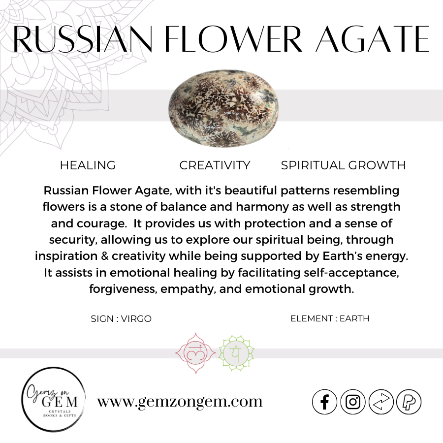 Russian Flower Agate Heart
