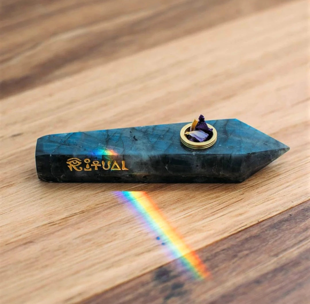 Ritual Oil Labradorite Peace Pipe & Blue Lotus Flowers
