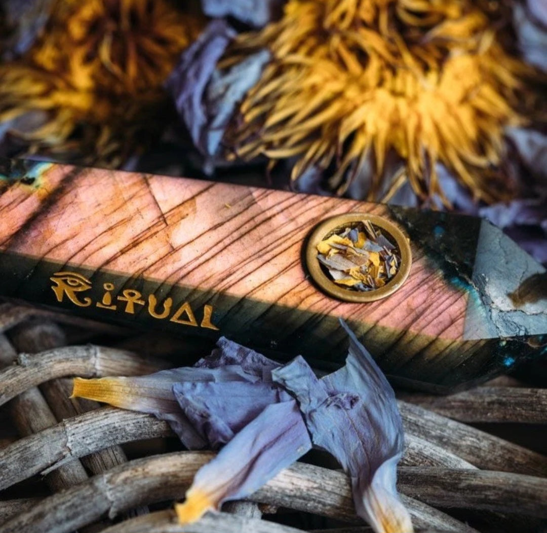 Ritual Oil Labradorite Peace Pipe & Blue Lotus Flowers