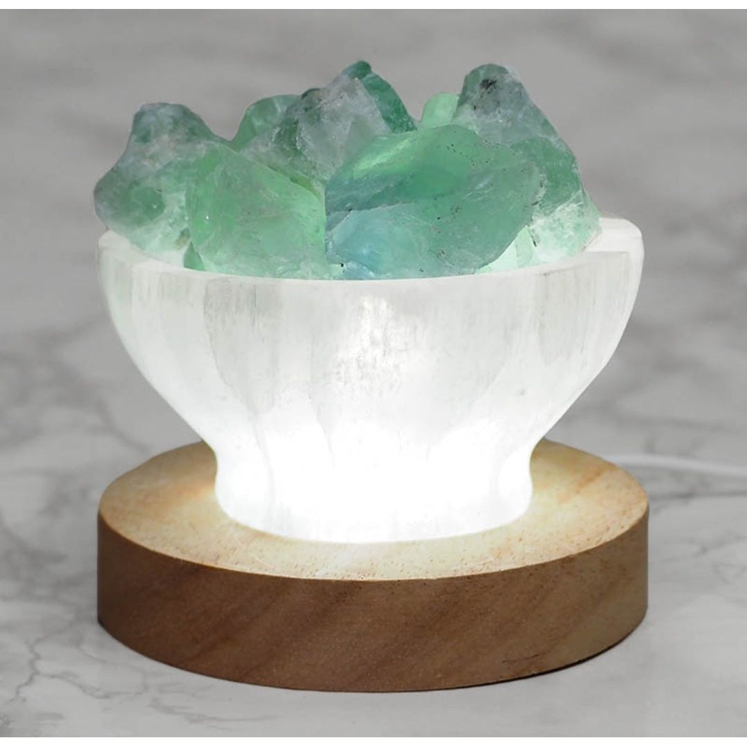 SELENITE & FLUORITE BOWL LAMP