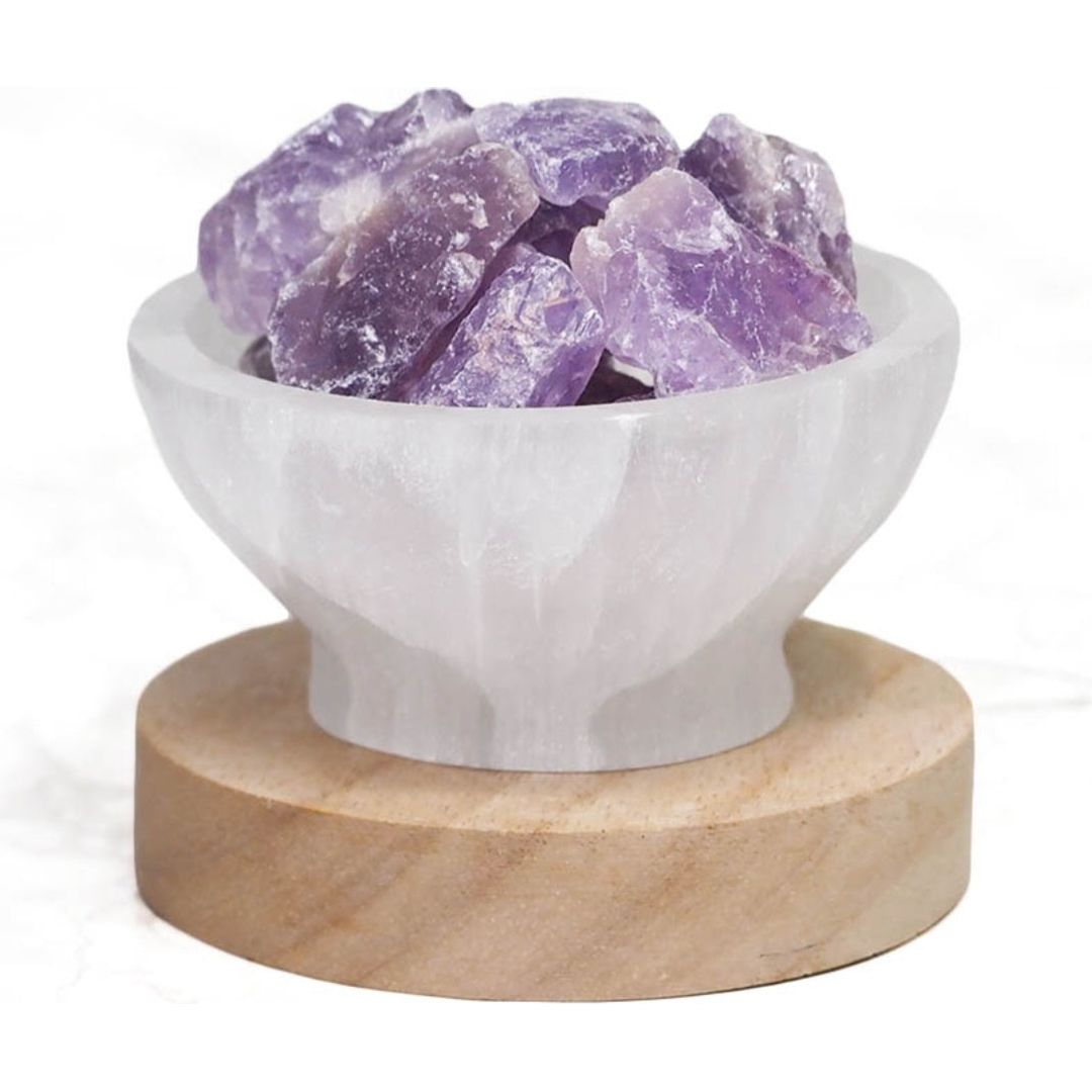 SELENITE & AMETHYST BOWL LAMP