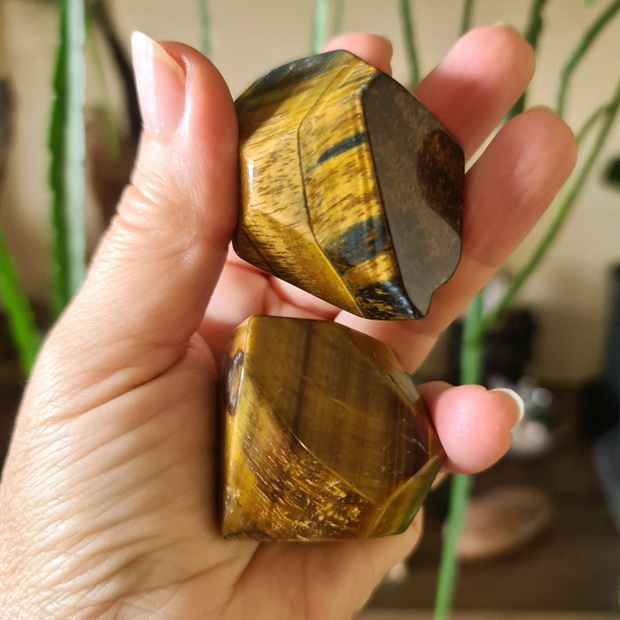 gold tiger eye freeform in a hand