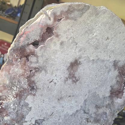 Pink Amethyst Slab & Metal Stand 3Kg