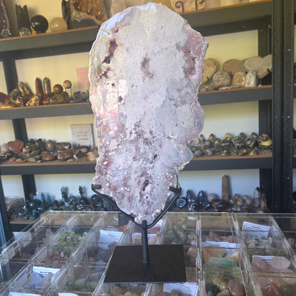 Pink Amethyst Slab & Metal Stand 3Kg