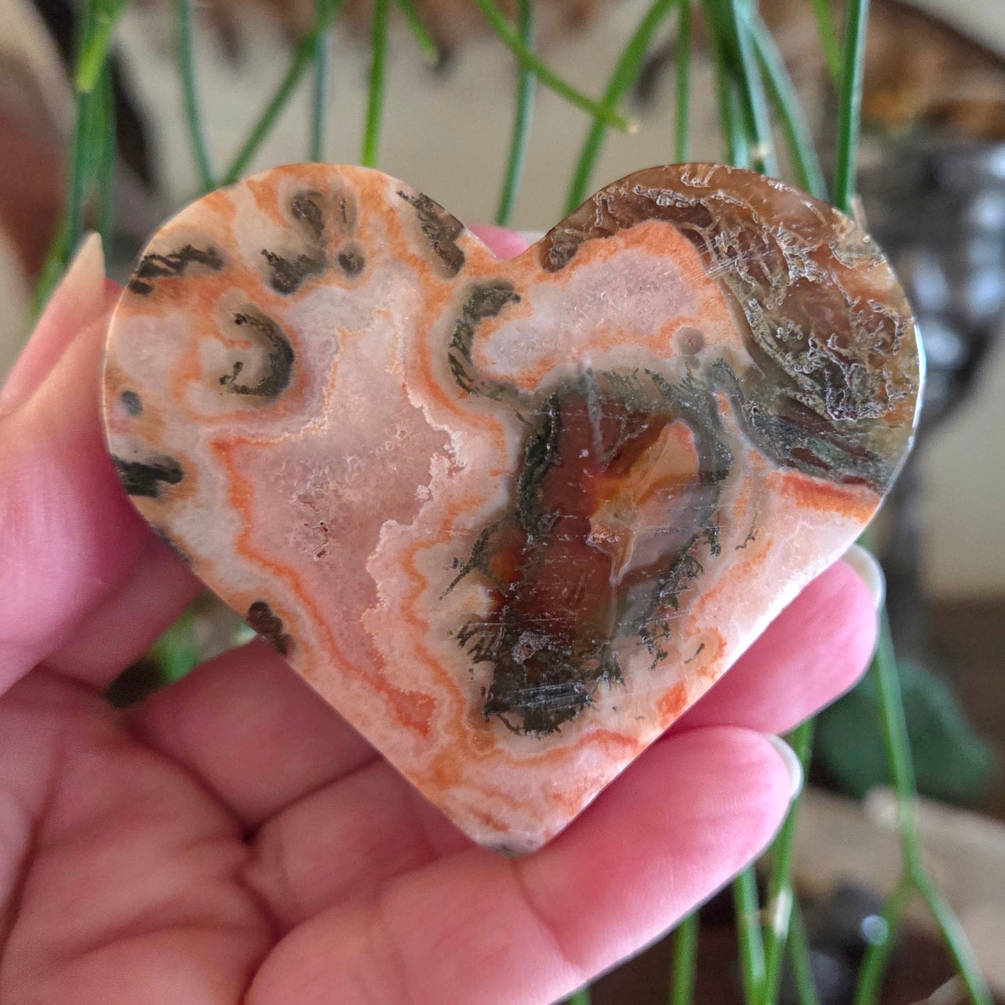 Red Moss Agate Heart
