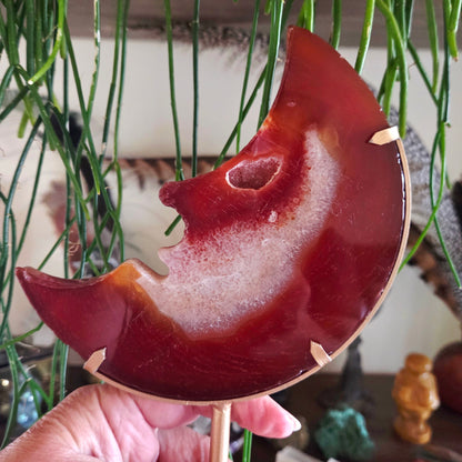 Red Agate Moon & Pentagram Stand