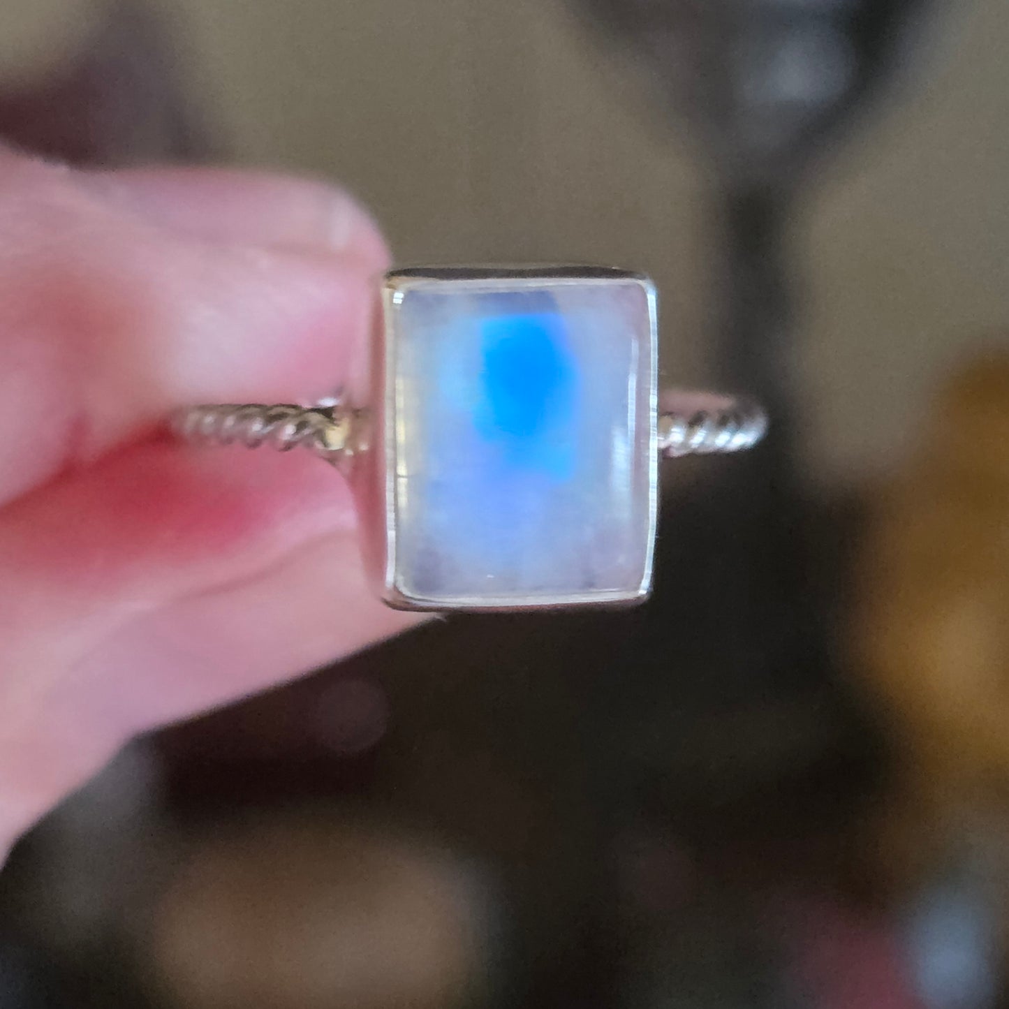 Rainbow Moonstone Ring Size 8