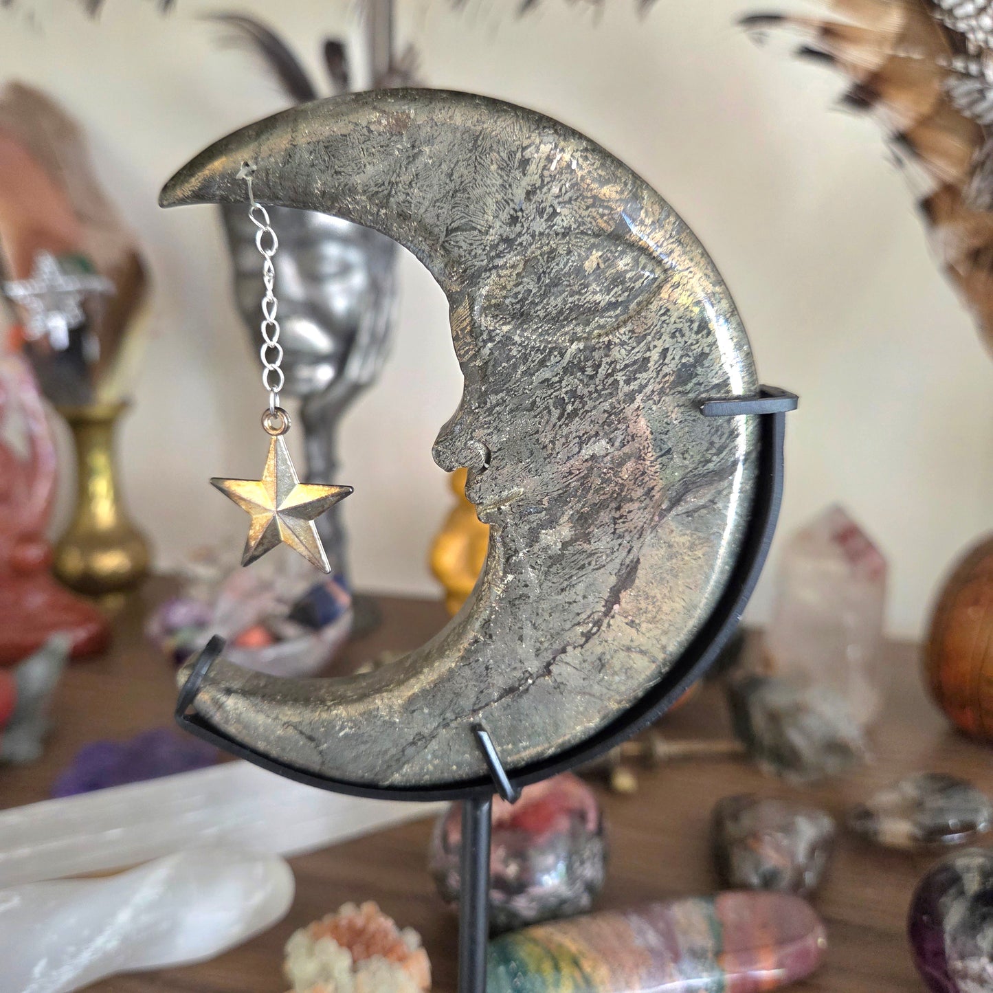 Pyrite Moon on Stand
